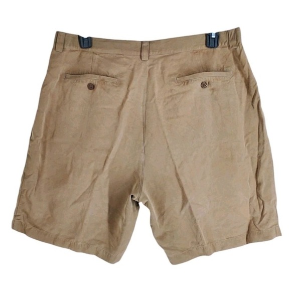 Tommy Bahama Pure Silk Pleated Shorts Mens 38 Brown Casual Vacation (37x8) - Picture 9 of 10